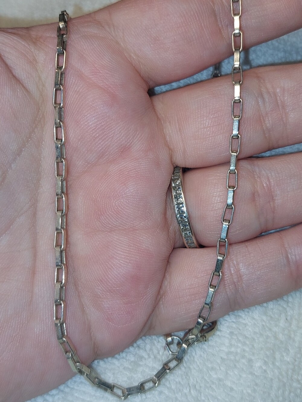 Silver Rectangular Link Necklace - Women's Jewelry